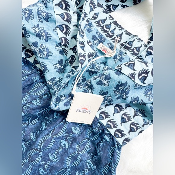 NWT Faherty Gracie Maxi Dress Blue Bali Bloom Linen - Size XS - Picture 5 of 7